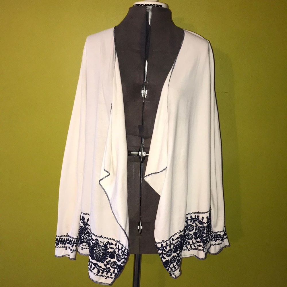 Lucky Brand Embroidered Cascading Cardigan